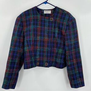 Miss Sophisticates by Pendleton Jacket Womens Medium 12 Shoulder Pads Plaid